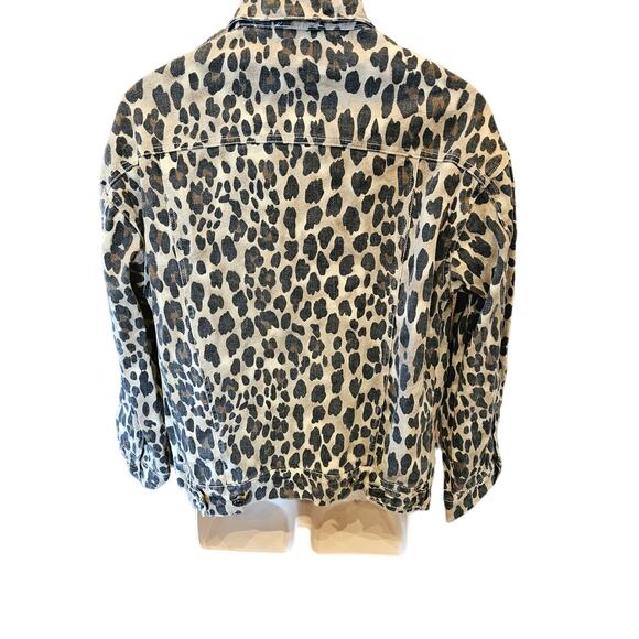 Macaron canvas Animal Print Long Sleeve Button Front Flap Pocket Casual Jacket S - Picture 2 of 7